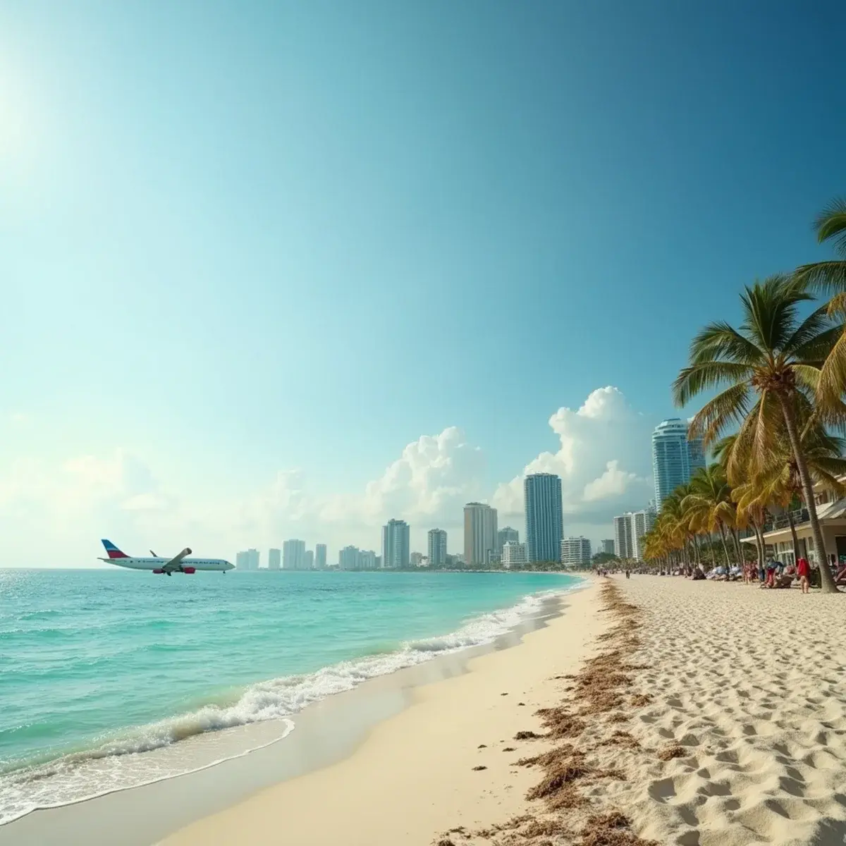 Flights to Fort Lauderdale: Fort Lauderdale beach with the wave wall promenade, palms, and turquoise water, morning light