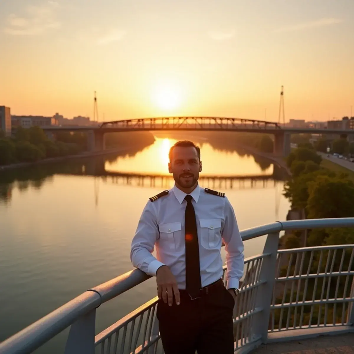 Flights to Bill & Hillary Clinton National Airport/Adams Field (LIT): Little Rock riverfront with the Junction Bridge and the Arkansas River at golden hour