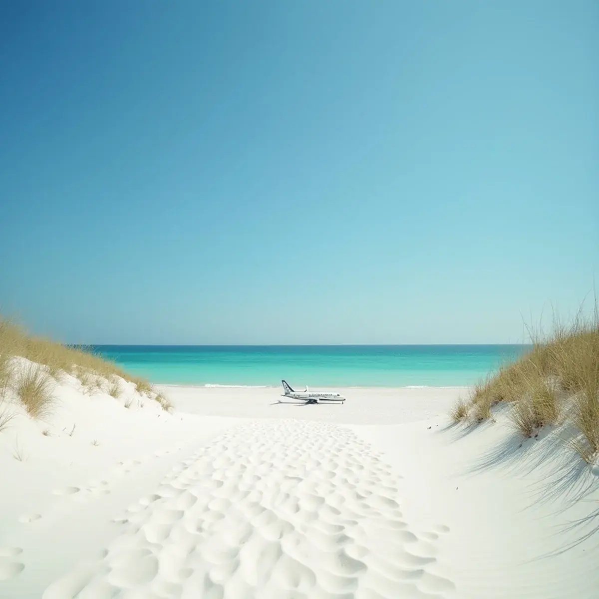 Flights to Pensacola: Pensacola Beach white sand dunes with sea oats and emerald Gulf water