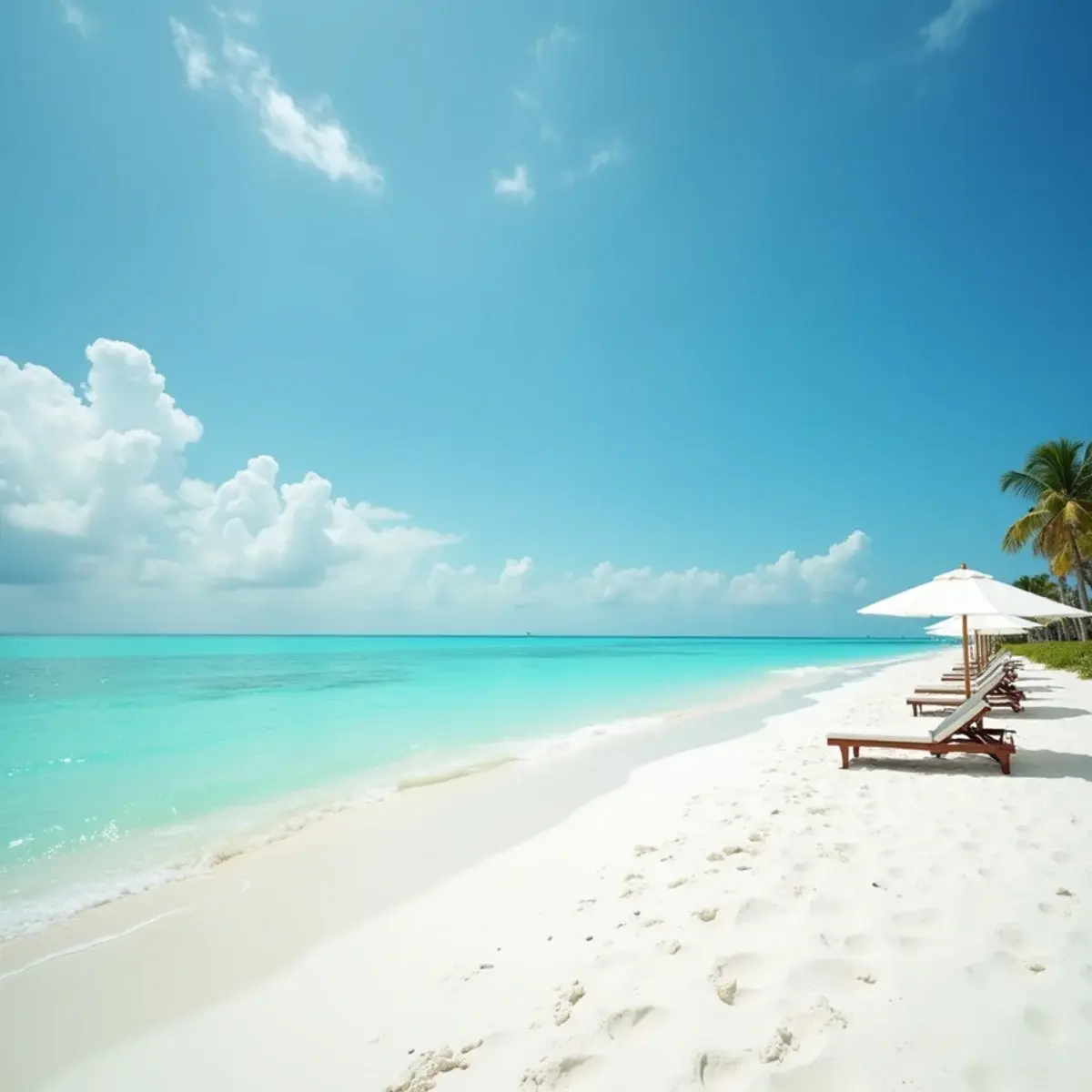 Flights to Sarasota: Sarasota Siesta Key white quartz sand beach with turquoise water and beach umbrellas