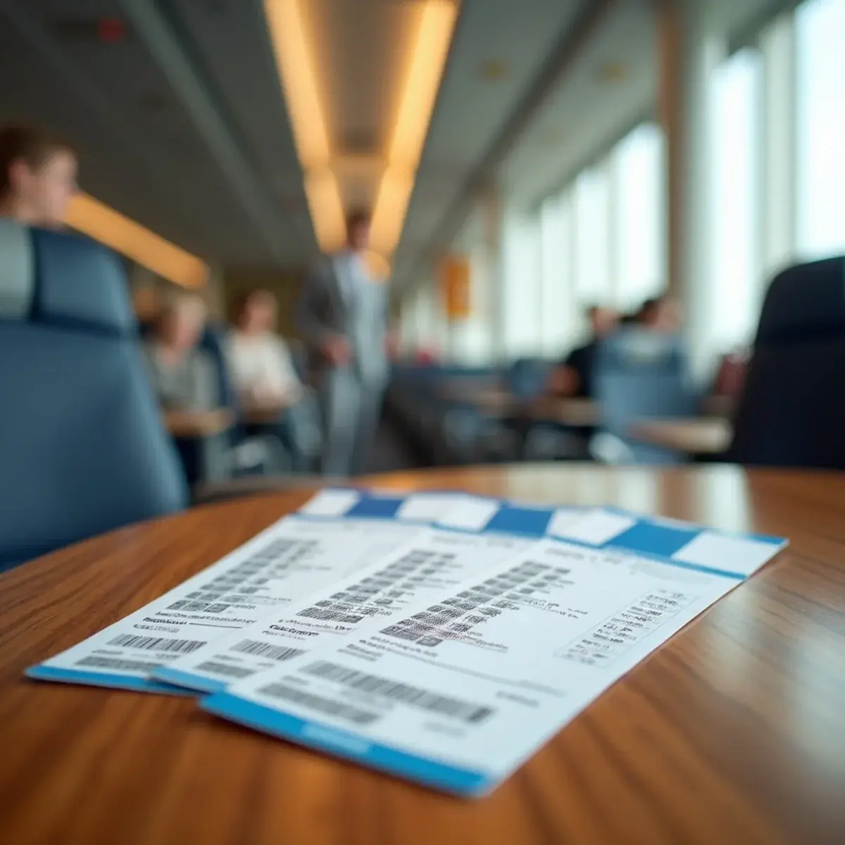 Fare Classes Explained: Why Two Economy Tickets Cost Different Amounts: three boarding passes fanned out showing different cabin rows, on a wooden table