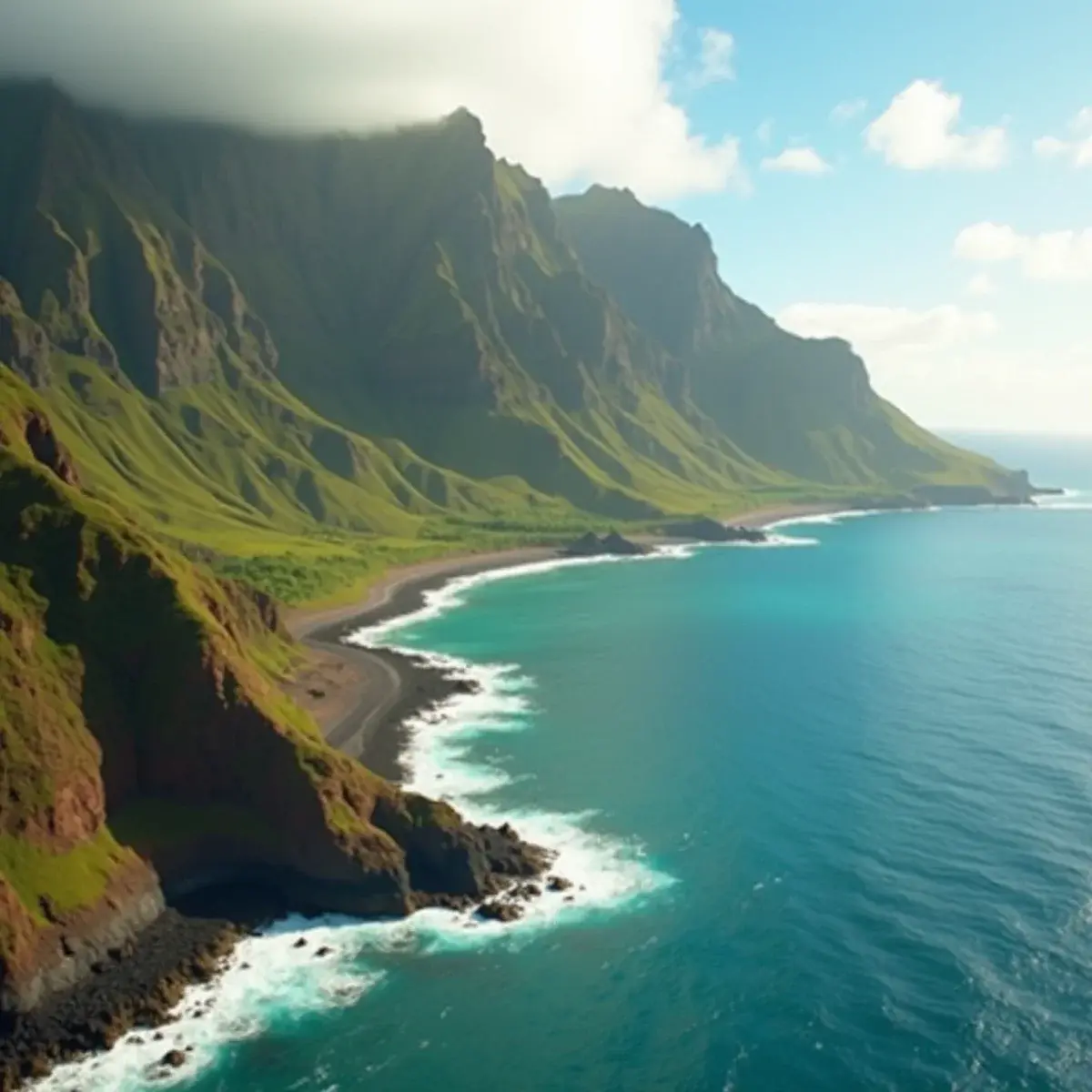 The Cheapest Months to Fly to Hawaii: Kauai coastline with green cliffs and turquoise water in soft morning light
