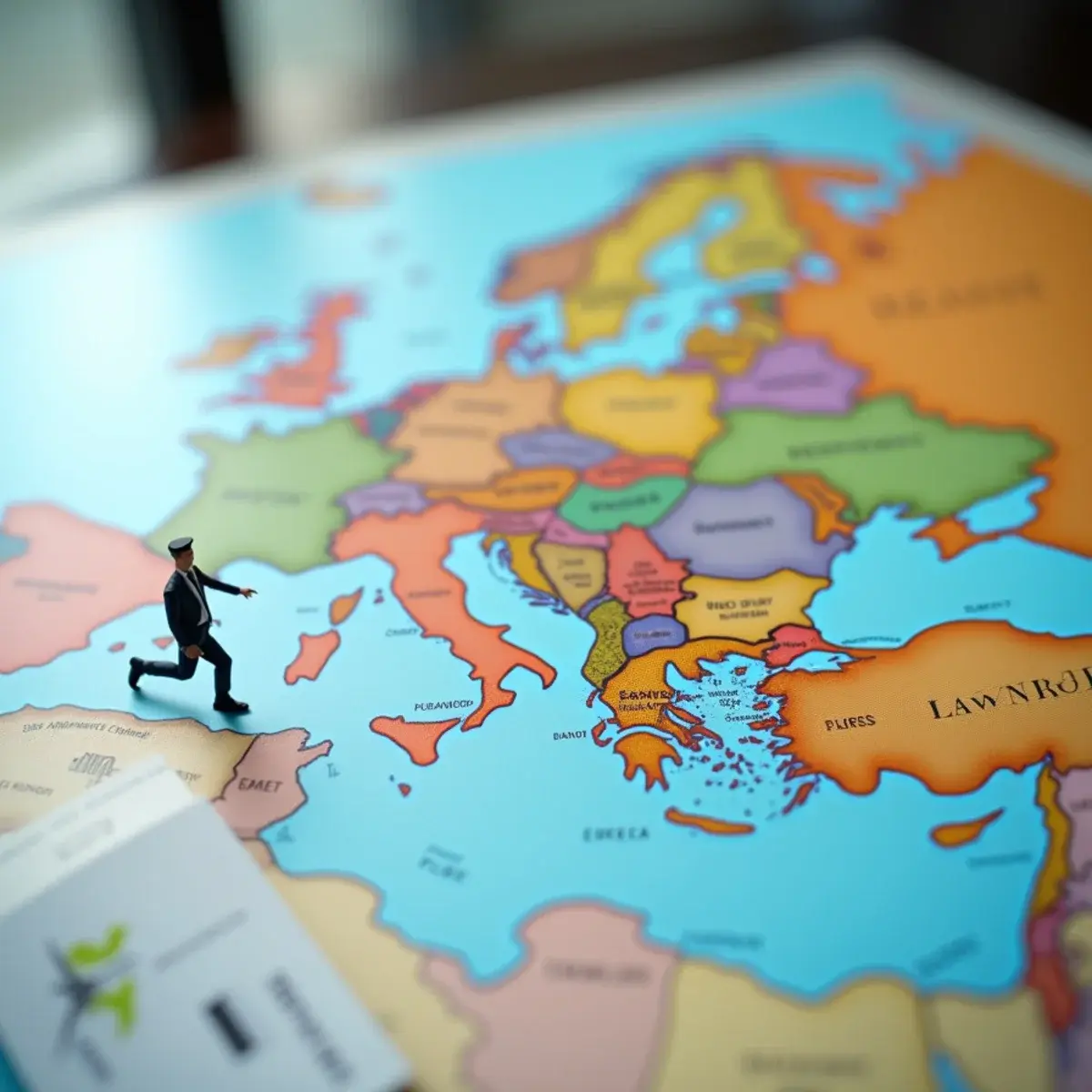 Multi-City and Open-Jaw Tickets: How They Are Priced and When They Save Money: a map with three European cities pinned and connected by string, boarding passes beside it