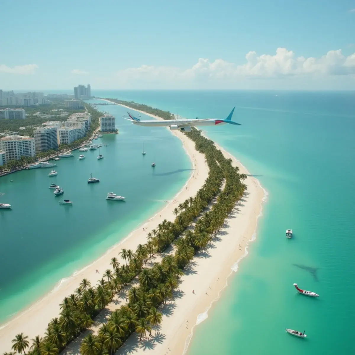 Miami, Fort Lauderdale, or West Palm Beach: Choosing a South Florida Airport: Fort Lauderdale beach and the intracoastal from an airport approach, palms and yachts