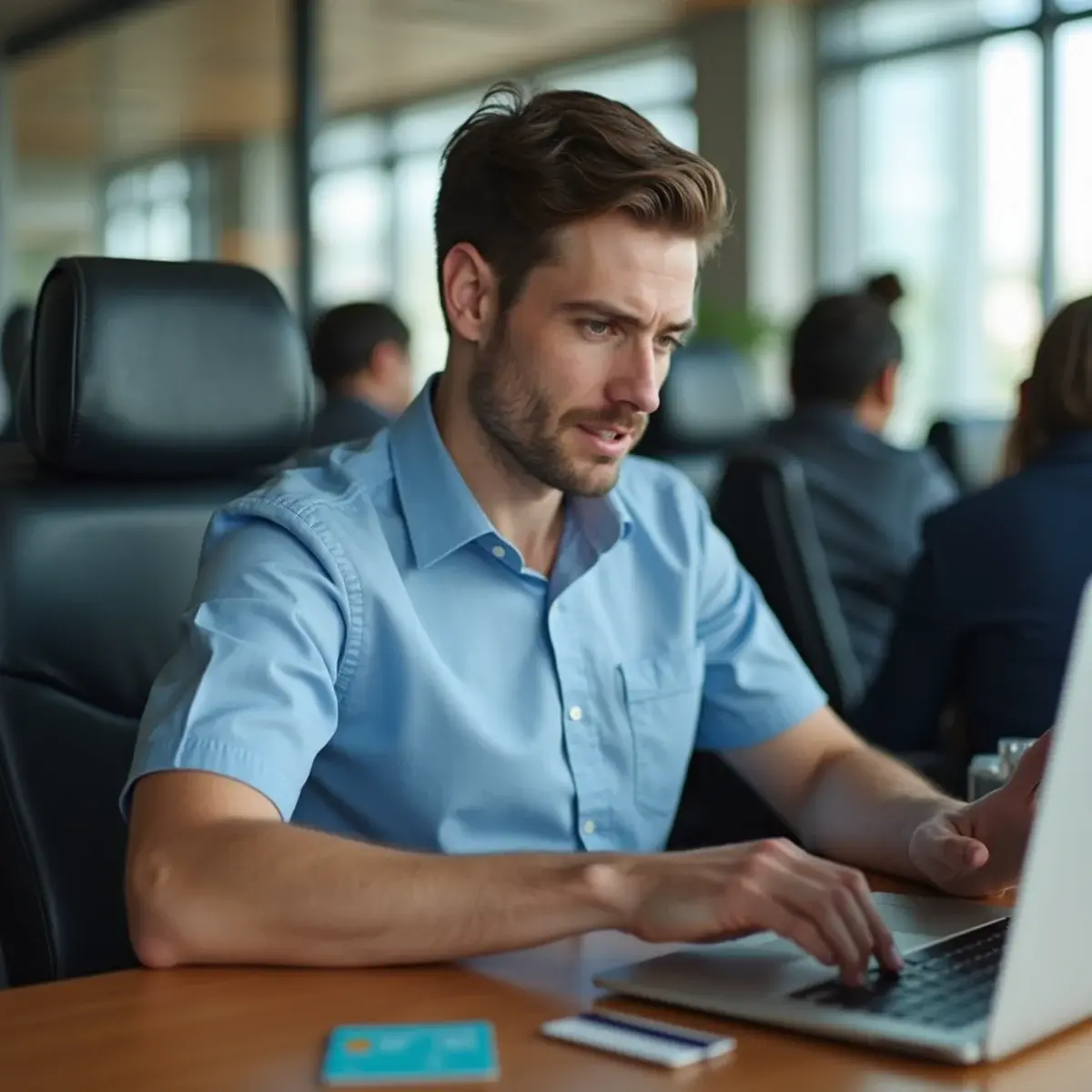 When Airlines Owe You a Cash Refund, Not a Credit: a person at a desk reviewing a refund confirmation email on a laptop, credit card beside it