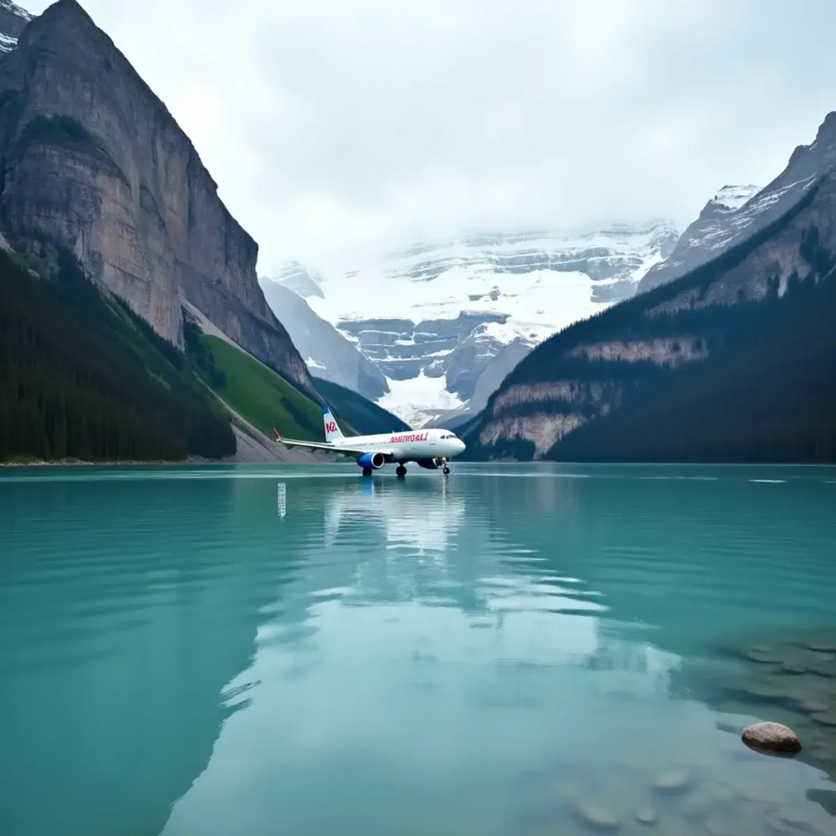 Flights to Alberta: Alberta Banff Lake Louise turquoise water and glacier peaks