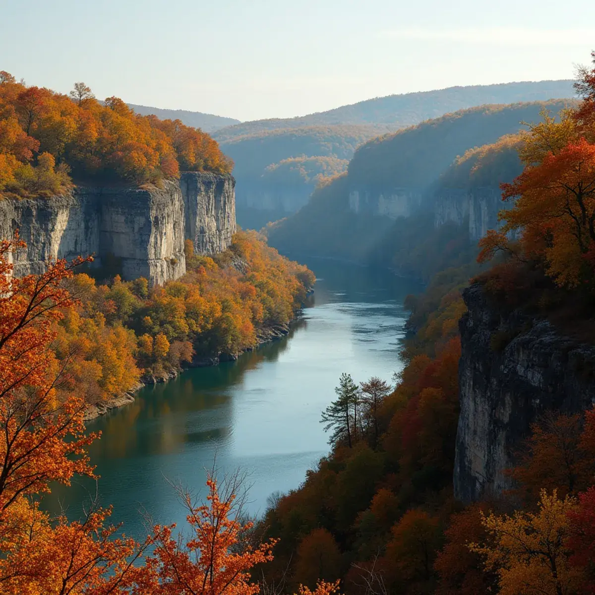 Flights to Arkansas: Arkansas Ozark Mountains Buffalo River bluffs in autumn