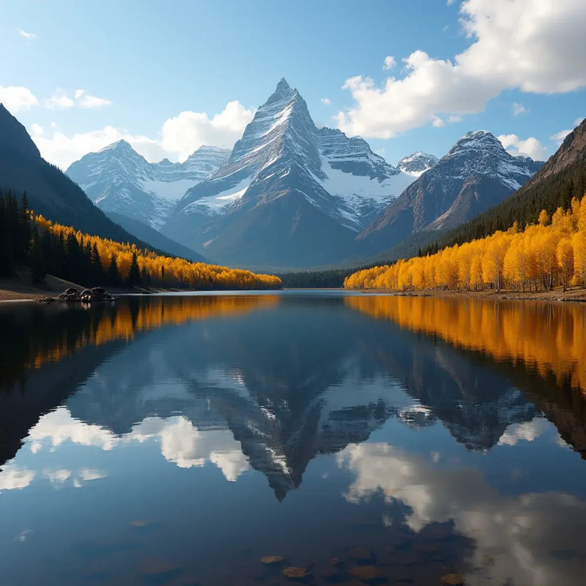Flights to Colorado: Colorado Maroon Bells reflected in a lake with aspens in gold