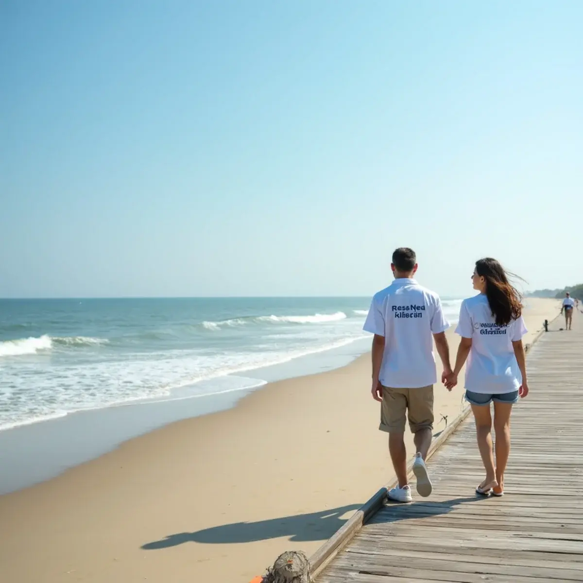 Flights to Delaware: Delaware Rehoboth Beach boardwalk and Atlantic surf, summer