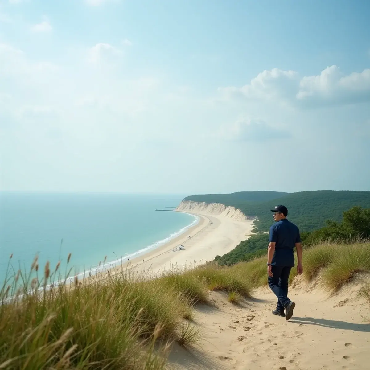 Flights to Michigan: Michigan Sleeping Bear Dunes overlooking Lake Michigan in summer