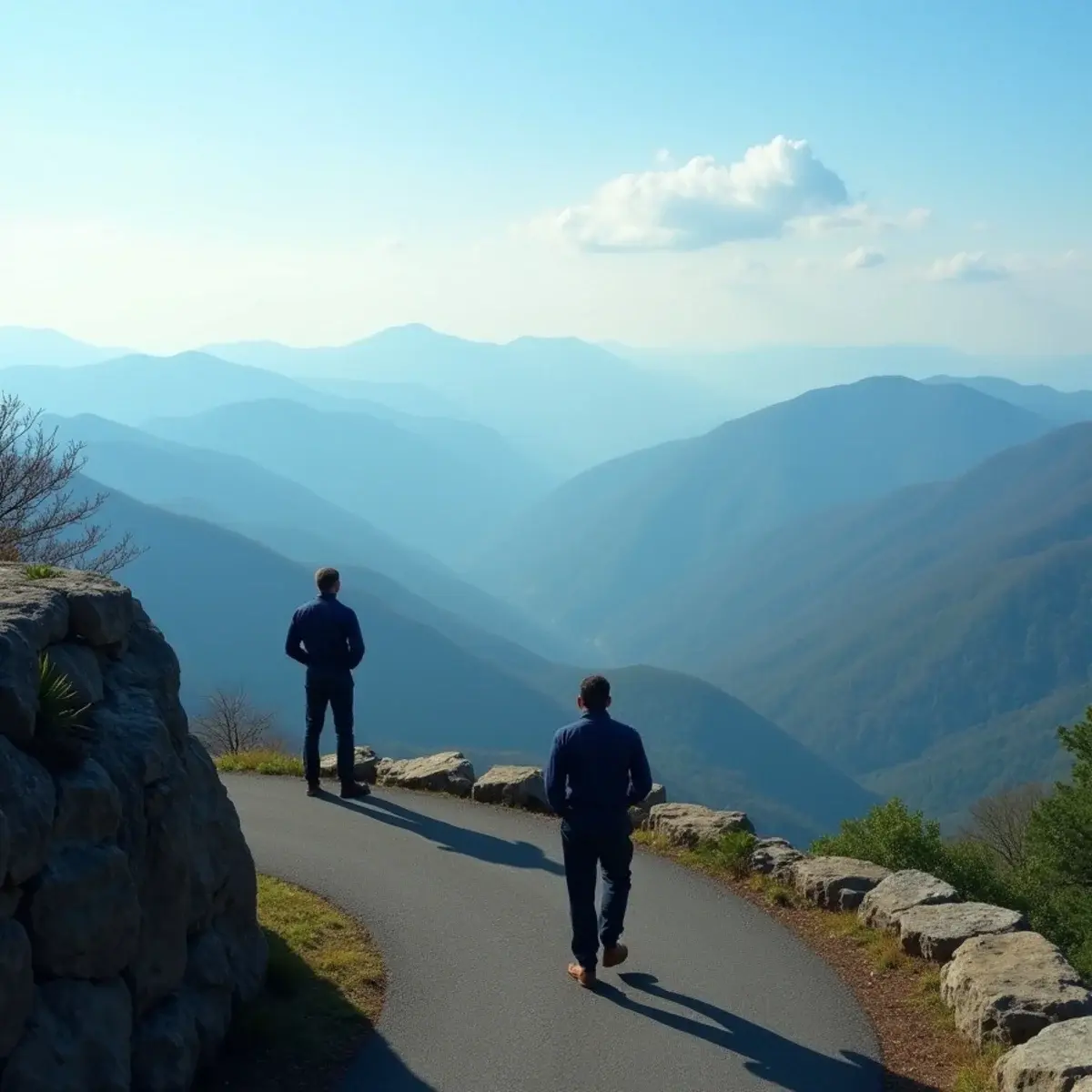 Flights to North Carolina: North Carolina Blue Ridge Parkway overlook with layered blue mountains