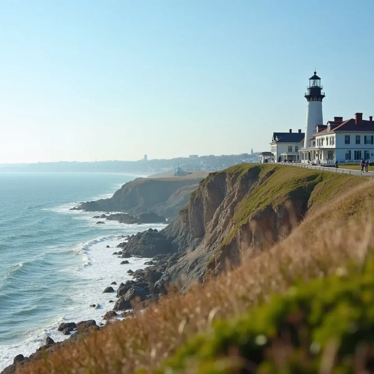 Flights to Rhode Island: Rhode Island Newport Cliff Walk with mansions and Atlantic surf