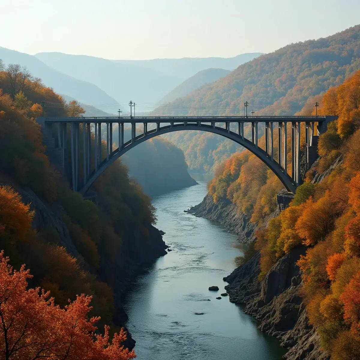 Flights to West Virginia: West Virginia New River Gorge Bridge in autumn
